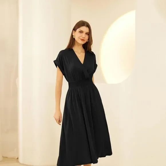 ♥️ Chic Black Midi Dress for Women by Grace Karen - Picture 4 of 6